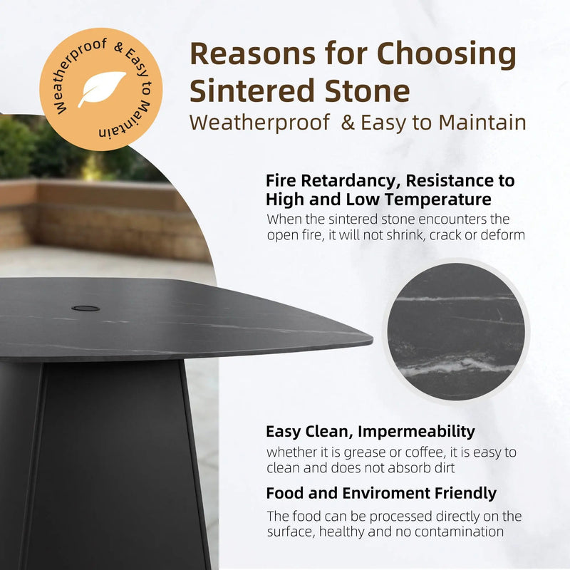 Outdoor Patio Dining Set, Squircle Dining Table, Dining Chairs With Sunbrella Cushions by Unique Piece Furniture