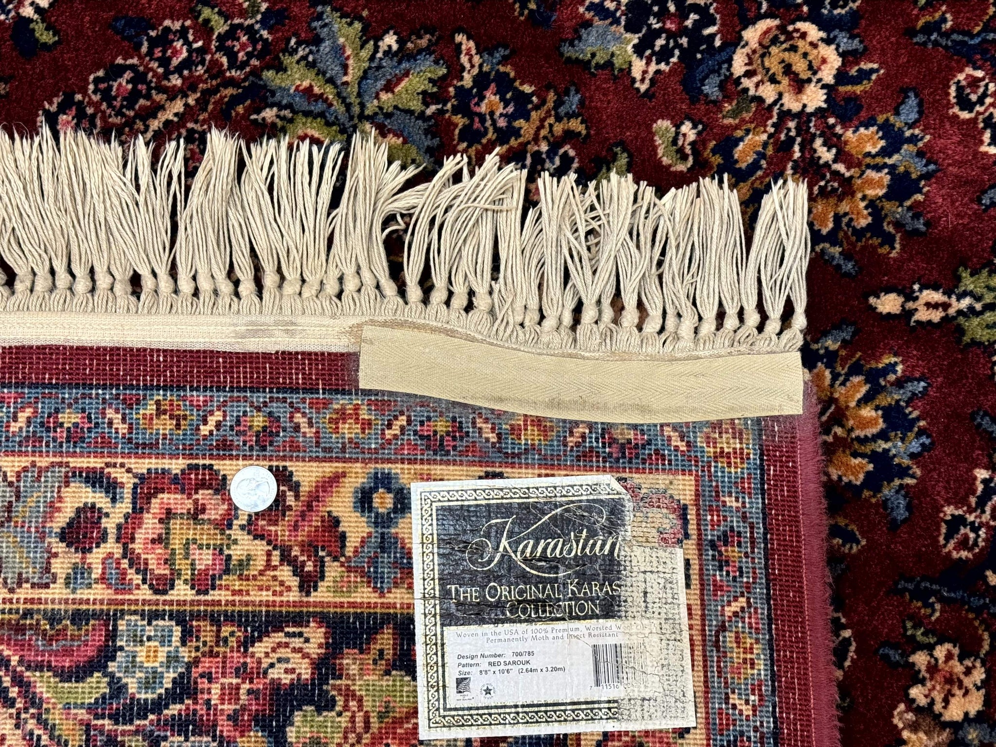 8.8 x 10.6 Karastan Red Sarouk Rug #785, Wool Pile Original 700 Series by Jewel Rugs