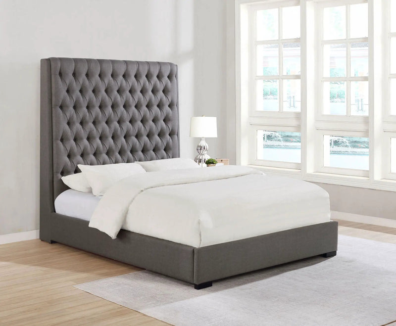 Camille Upholstered Queen Panel Bed Grey by Unique Piece Furniture