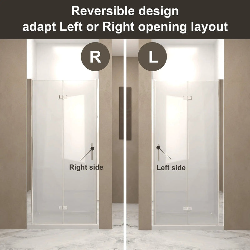 29-28" x 72" Bifold Shower Door, 1/4" (6mm) Tempered Glass by HouseOfZazla