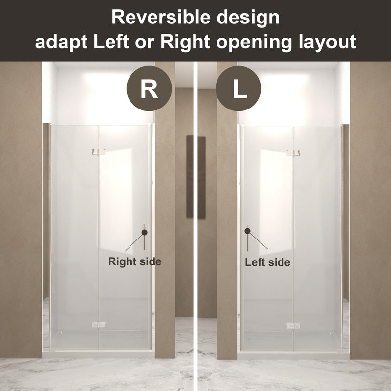 31-30"x 72" Bifold Shower Door, 1/4" (6mm) Tempered Glass by HouseOfZazla