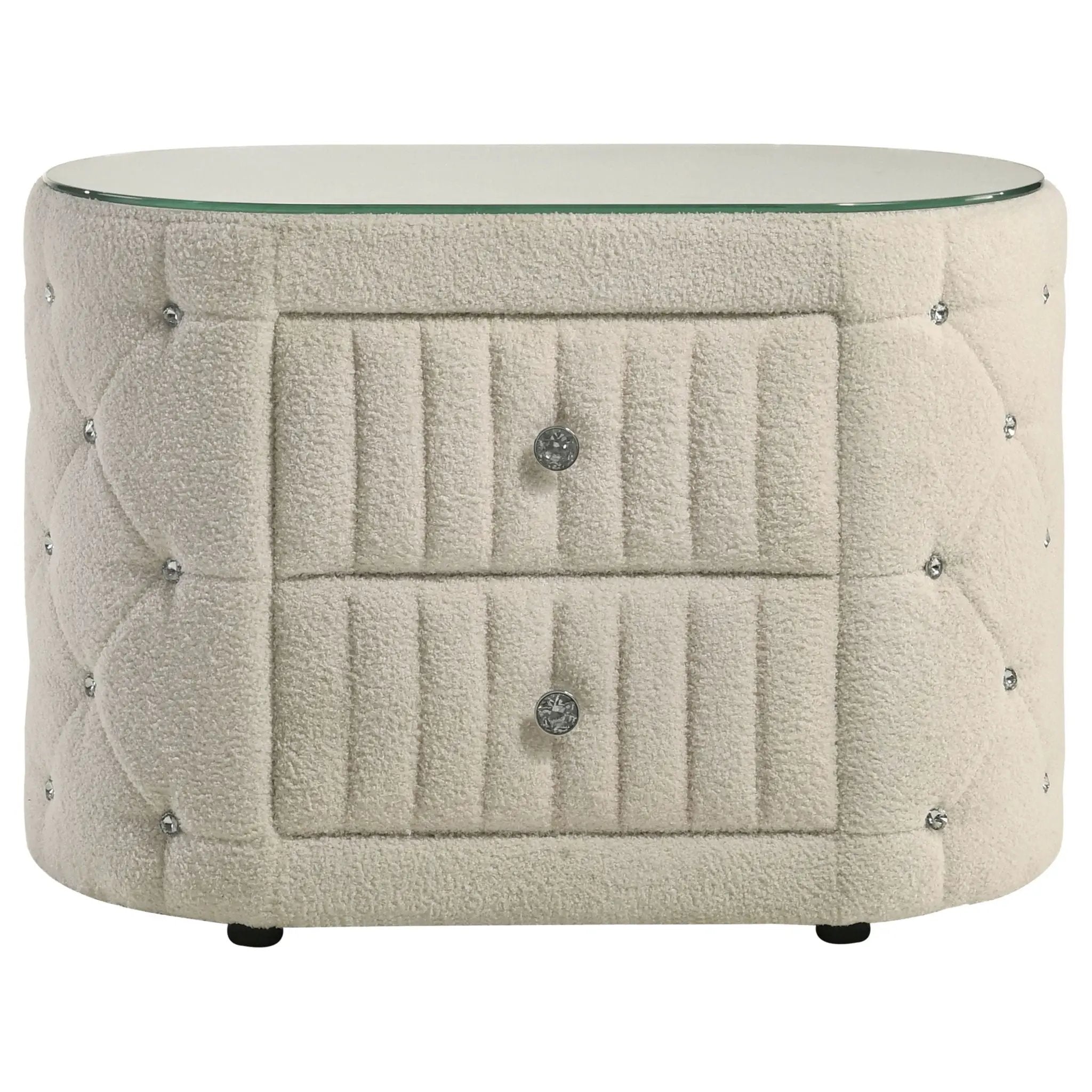 Sonya 2-drawer Upholstered Nightstand Bedside Table Ivory by Unique Piece Furniture