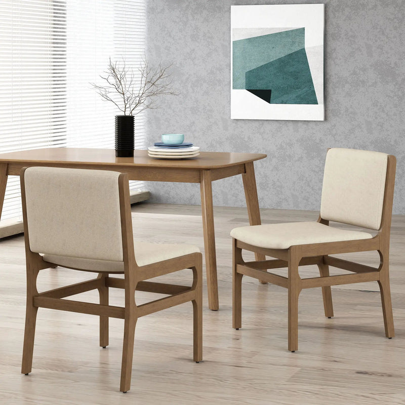 Contemporary Dining Chair Set Upholstered Fabric With Rubberwood Frame by HouseOfZazla
