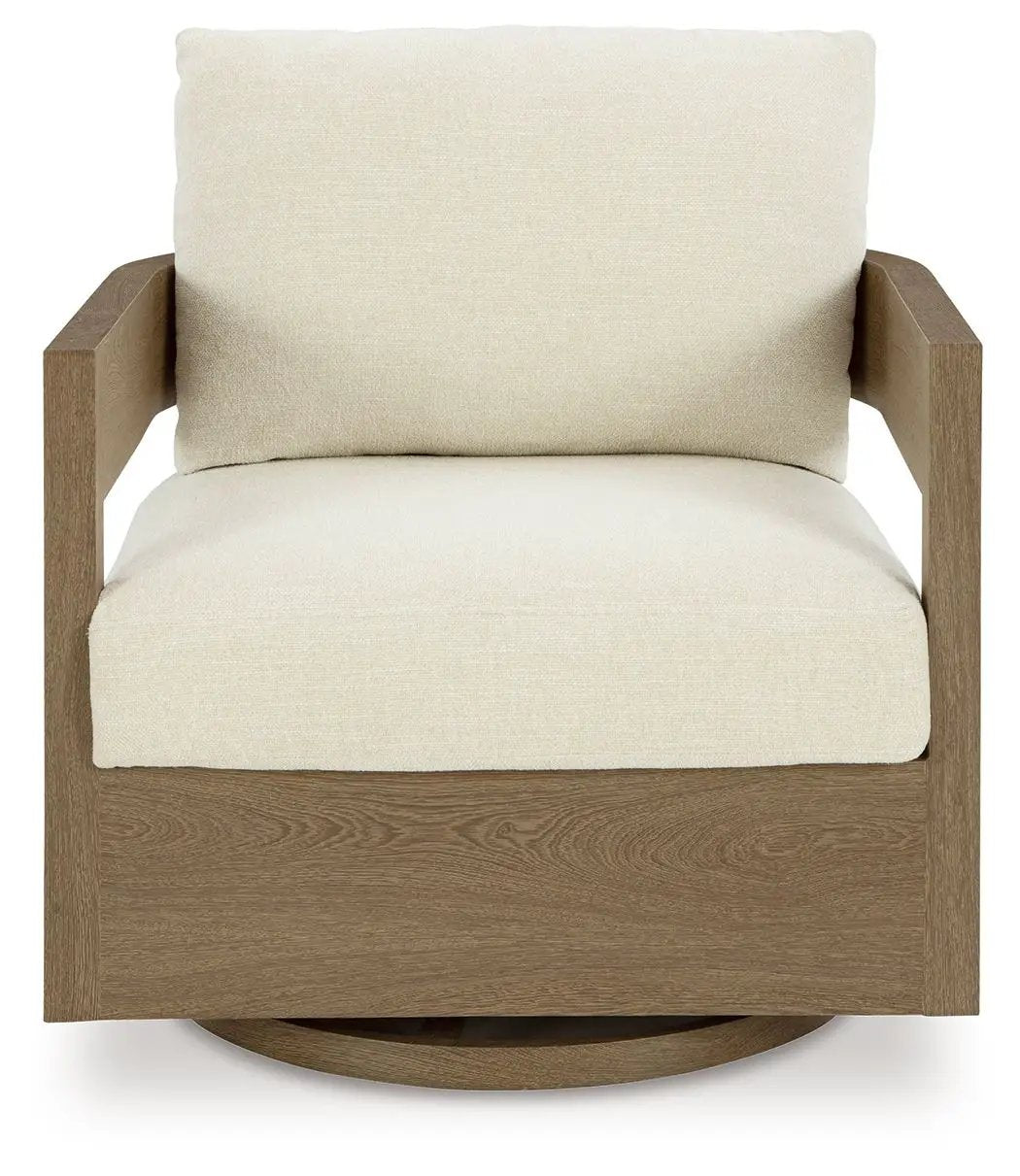 Serene Bay - Swivel Glider Chair With Cushion - Dark Brown / White by Unique Piece Furniture
