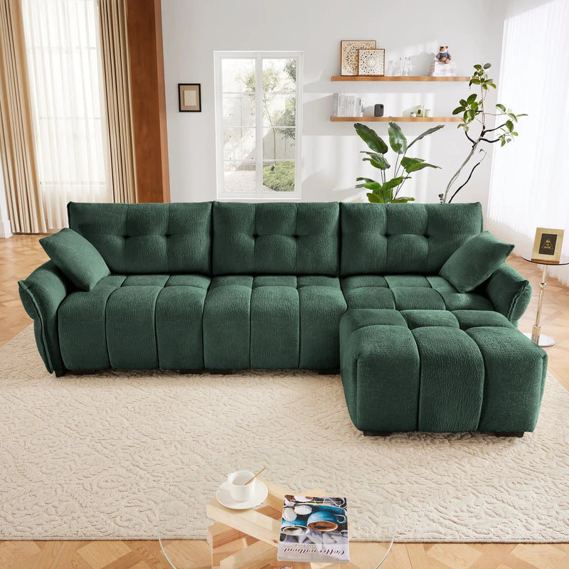 Three-Seater Sofa Set With Ottoman And Pillows by HouseOfZazla