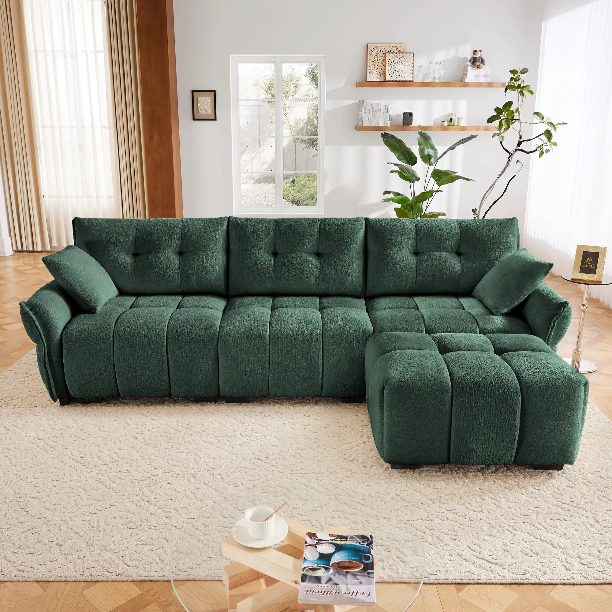 Three-Seater Sofa Set With Ottoman and Pillows by HouseOfZazla
