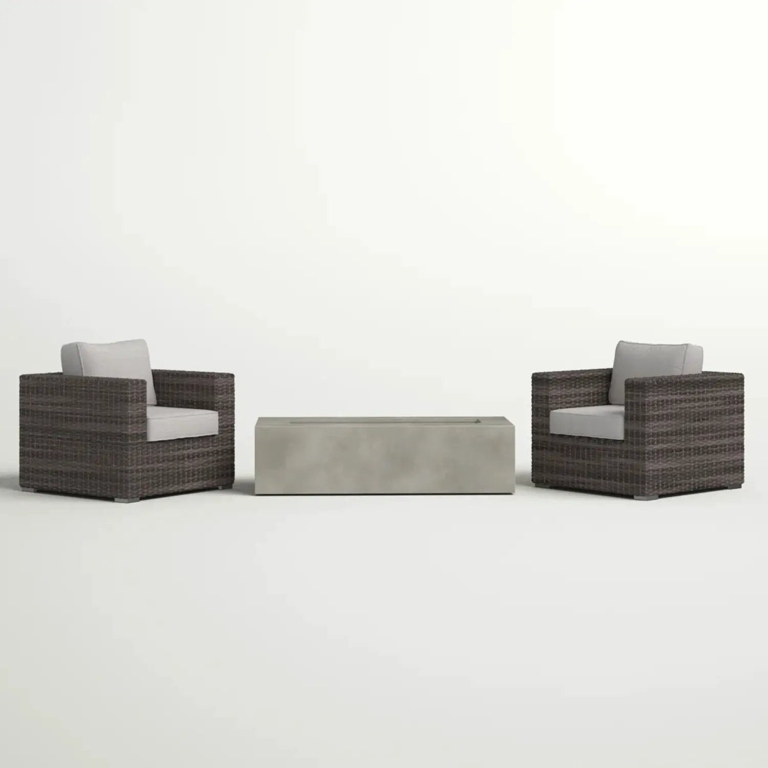 Outdoor Rattan Wicker Seating Set With Cushions 2 Person Patio Furniture - Espresso / Gray by Unique Piece Furniture