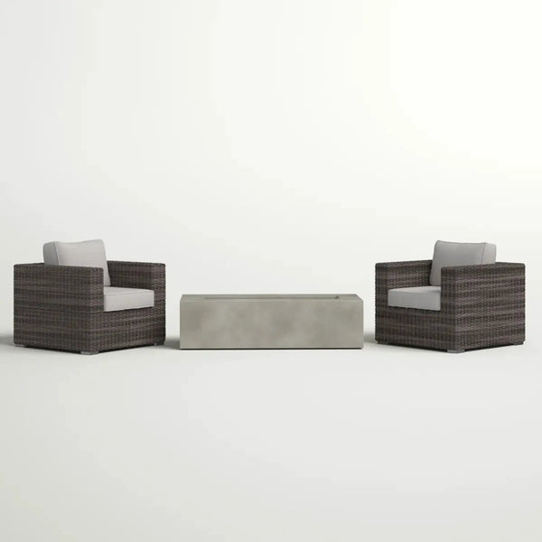 Outdoor Rattan Wicker Seating Set With Cushions 2 Person Patio Furniture - Espresso / Gray
