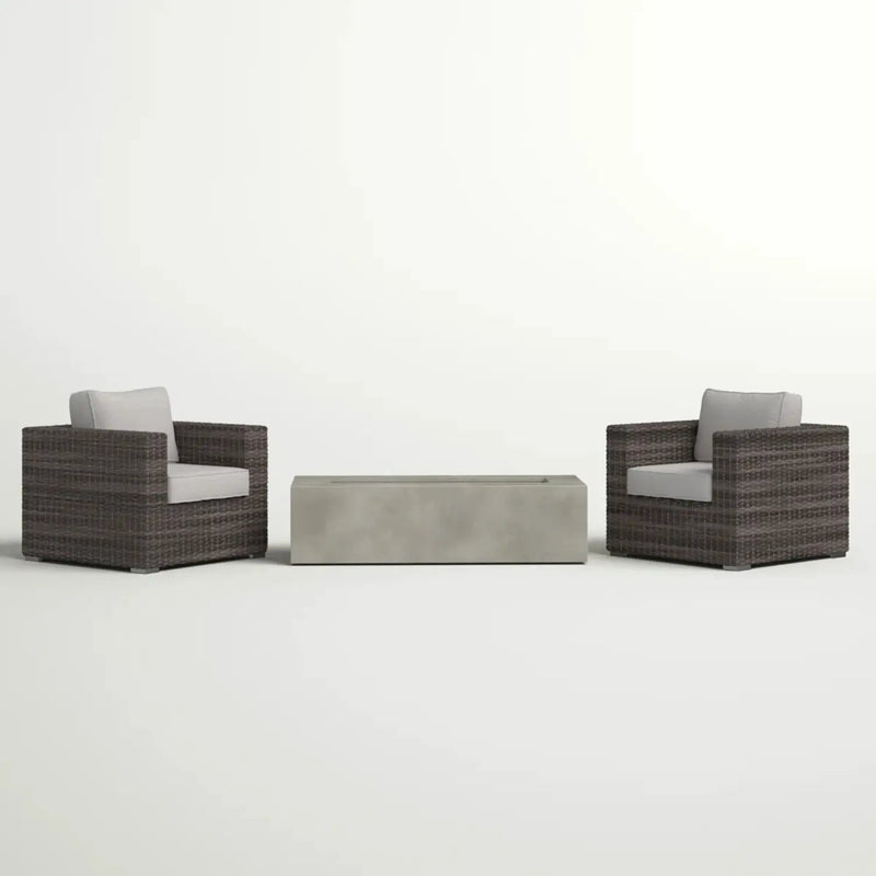 Outdoor Rattan Wicker Seating Set With Cushions 2 Person Patio Furniture - Espresso / Gray by HouseOfZazla