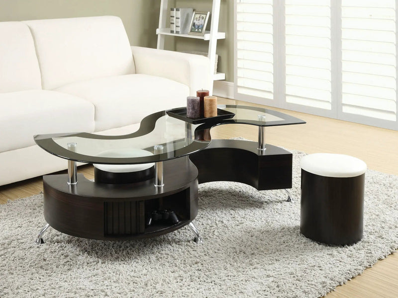 Buckley 3-piece Coffee Table and Stools Set Cappuccino by Unique Piece Furniture