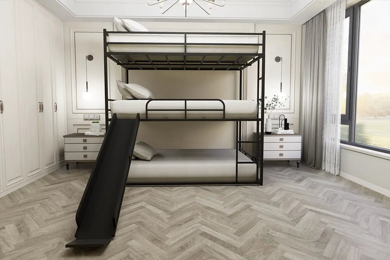 Twin Size House Loft Bed With Slide And Ladder - Black by Unique Piece Furniture