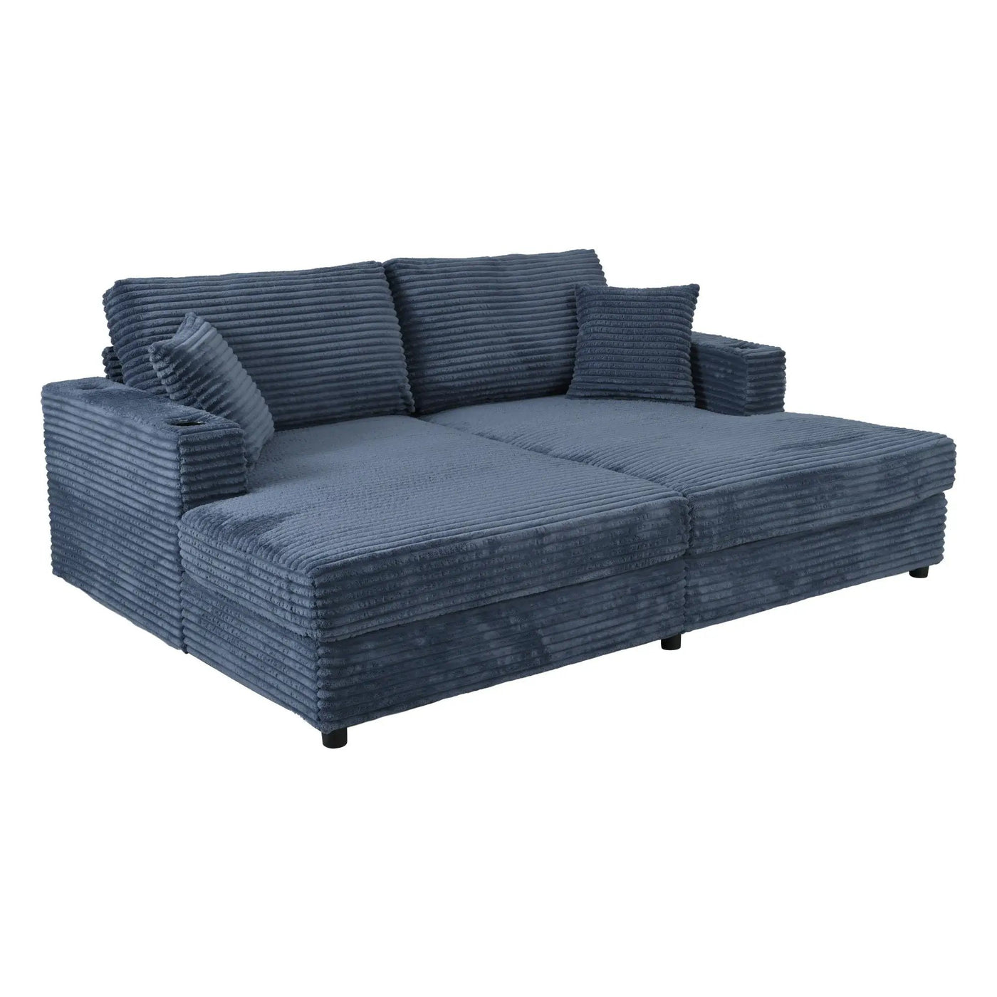 Oversized Loveseat Chaise With 2 USB Ports, 2 Cup Holders And 2 Throw Pillows by Unique Piece Furniture