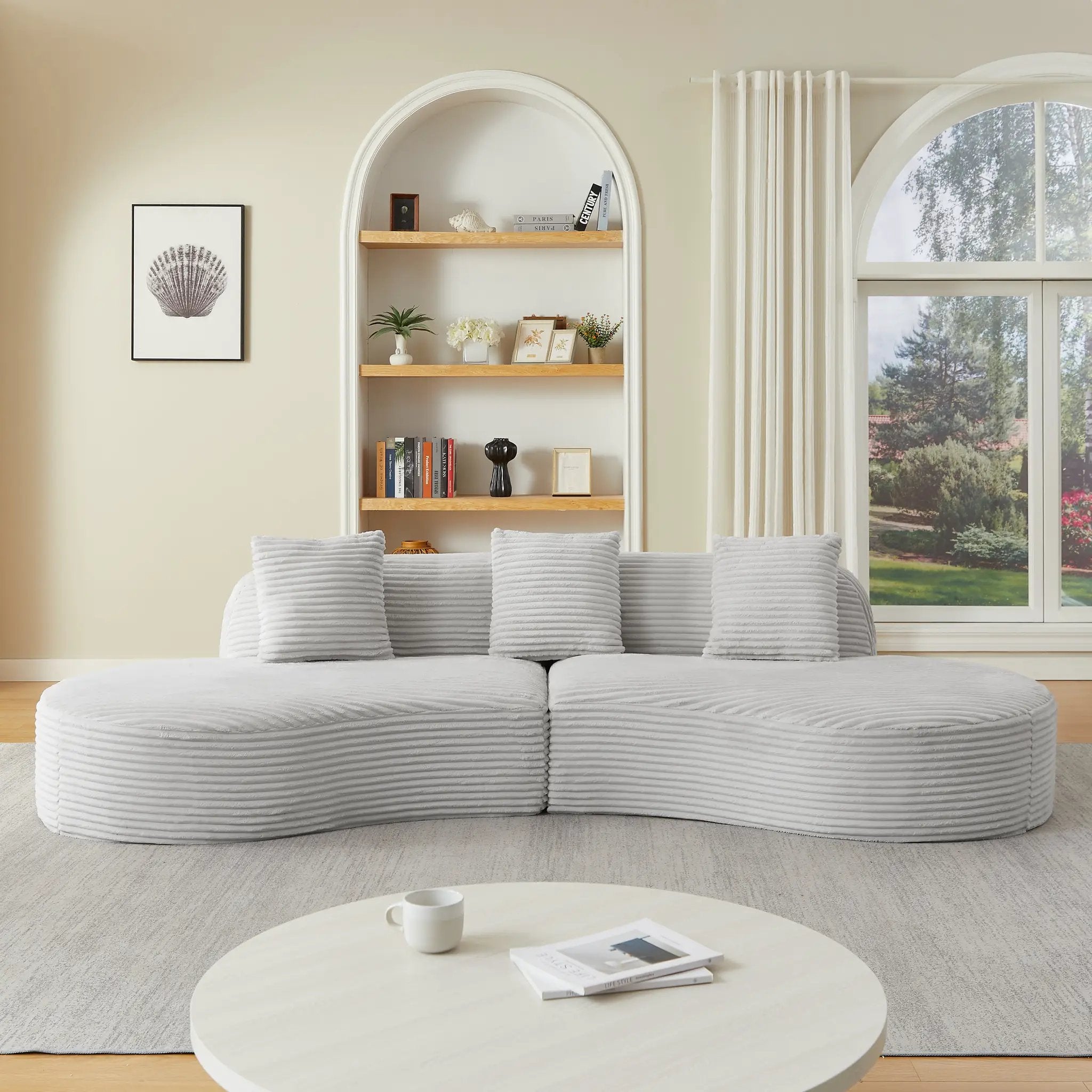 Contemporary Corduroy Curved Sectional Sofa by HouseOfZazla