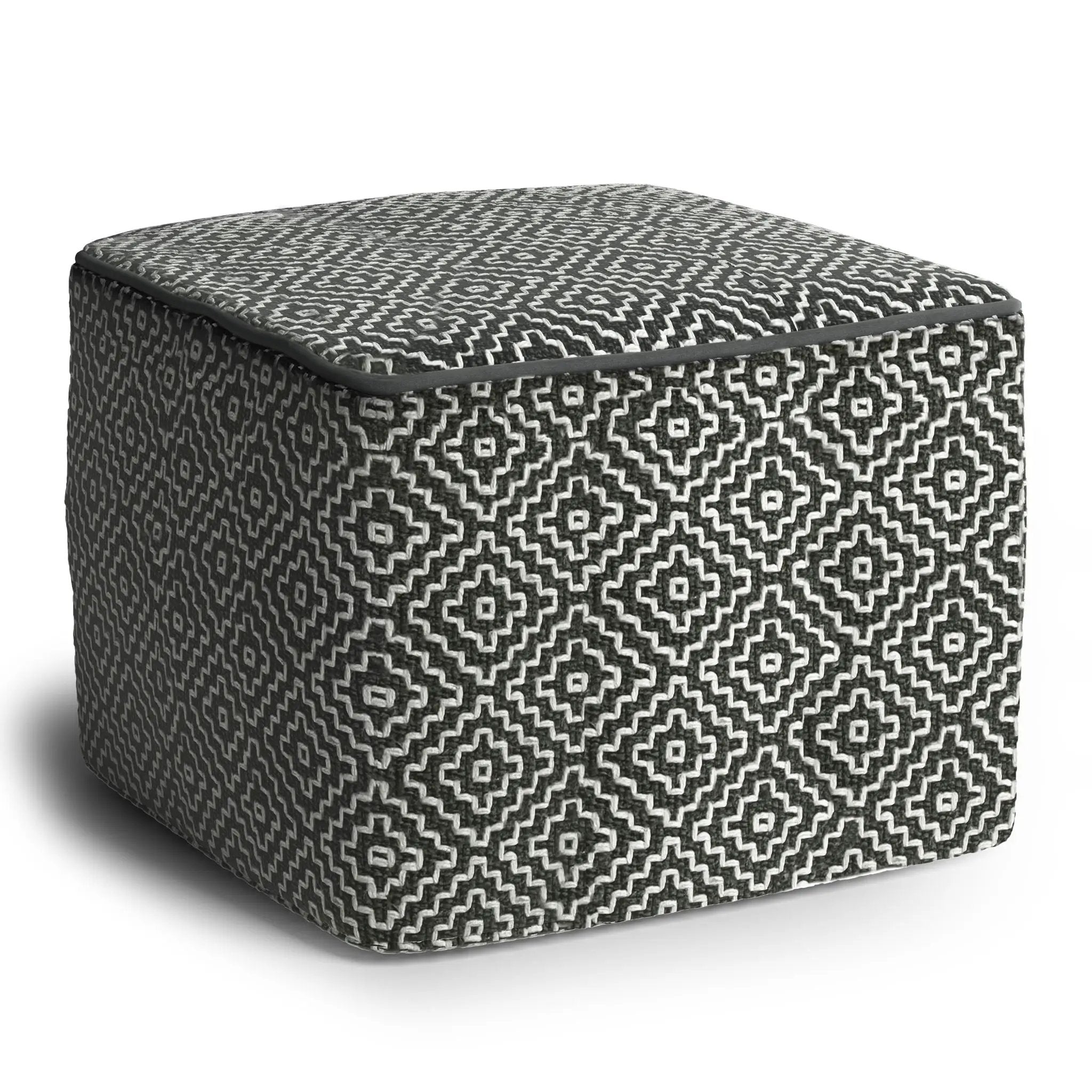 Briella - Square Woven Outdoor / Indoor Pouf - Gray / White by HouseOfZazla