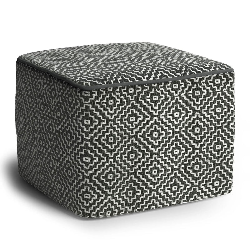 Briella - Square Woven Outdoor / Indoor Pouf - Gray / White by HouseOfZazla