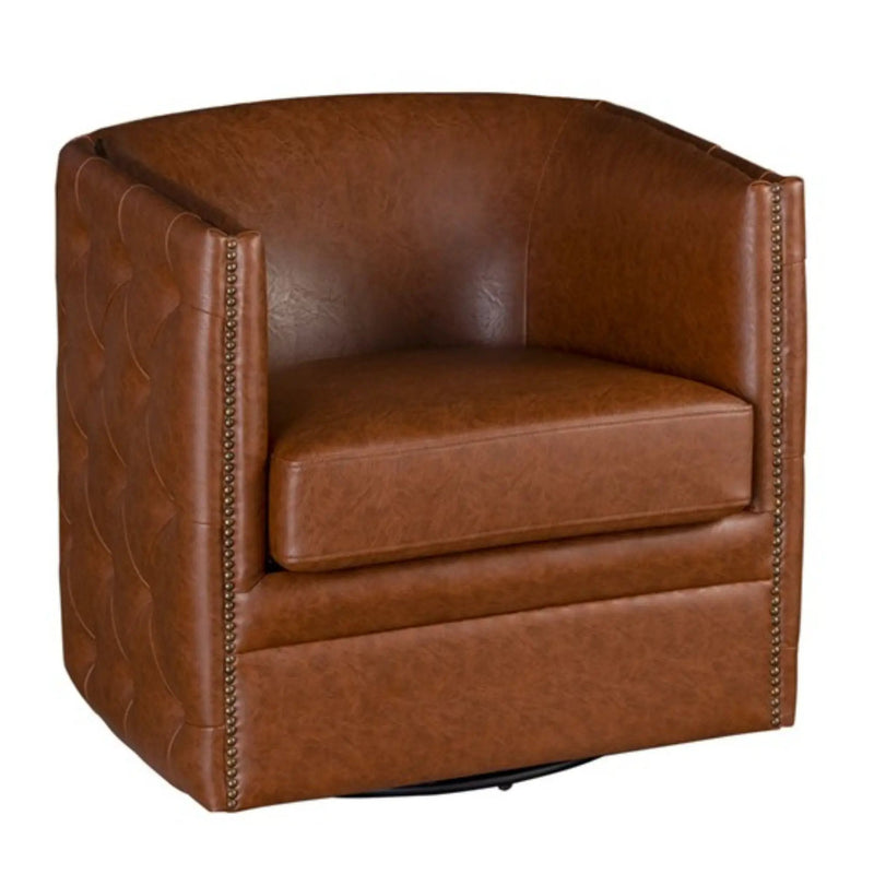Swivel Chair With Tufted Barrel Design And Nailhead Accents by Unique Piece Furniture