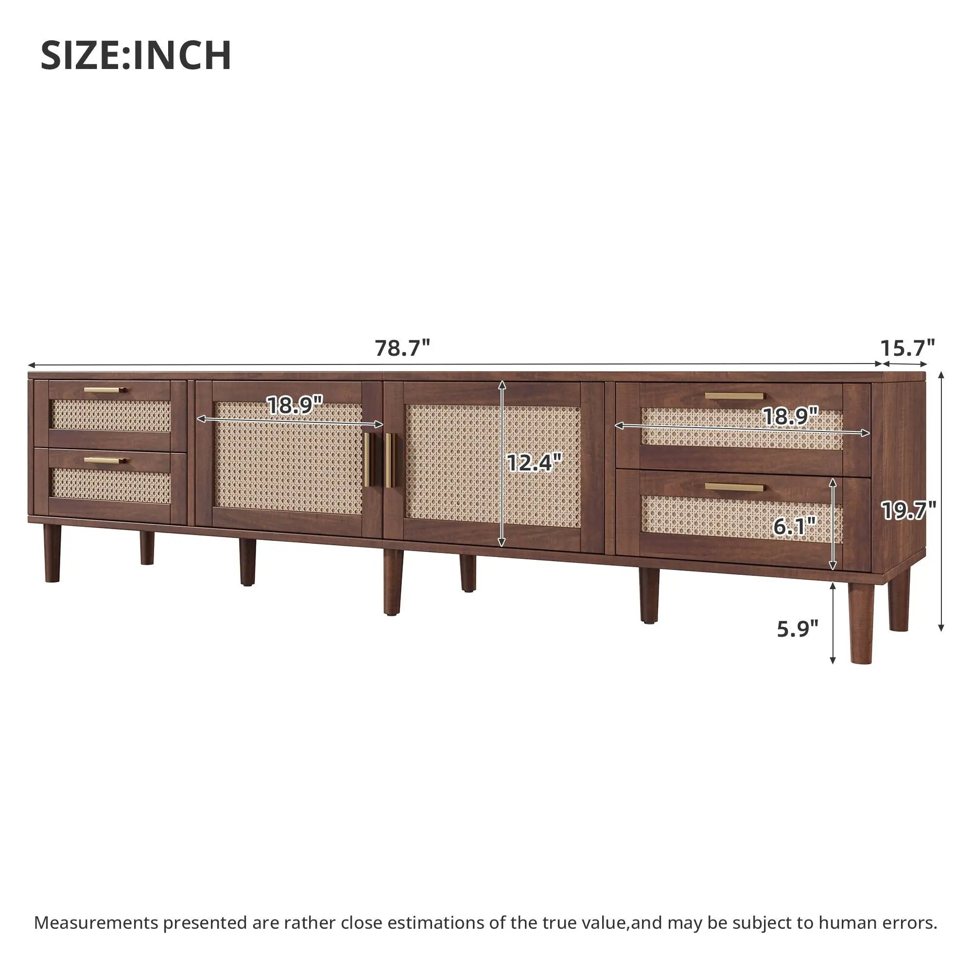 TV Stand, Media Console With 4 Drawers, Soft Closing Hinges - Dark Brown by Unique Piece Furniture