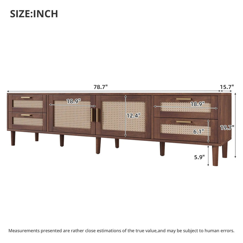 TV Stand, Media Console With 4 Drawers, Soft Closing Hinges - Dark Brown by Unique Piece Furniture
