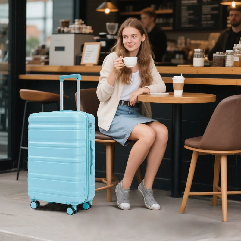 HIFINE Tourist 3-Piece ABS Spinner Wheel Luggage Set (Blue) by HouseOfZazla
