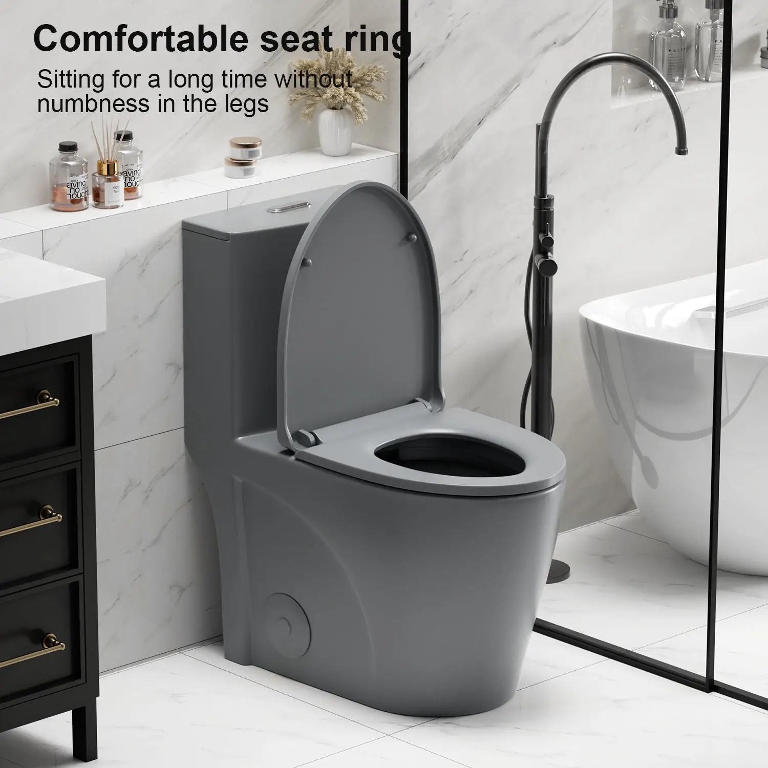 1 Piece Toilet With Tornado Flush, Dual Flush, And ADA Height Comfort Chair by HouseOfZazla