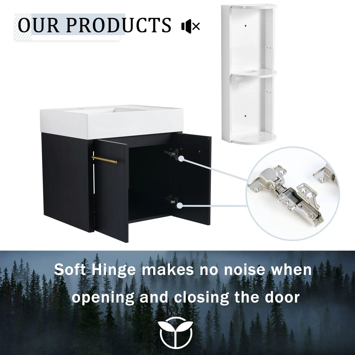 Modern Wall Mounted Bathroom Vanity With Thick Edge Resin Sink And Storage Rack by Unique Piece Furniture