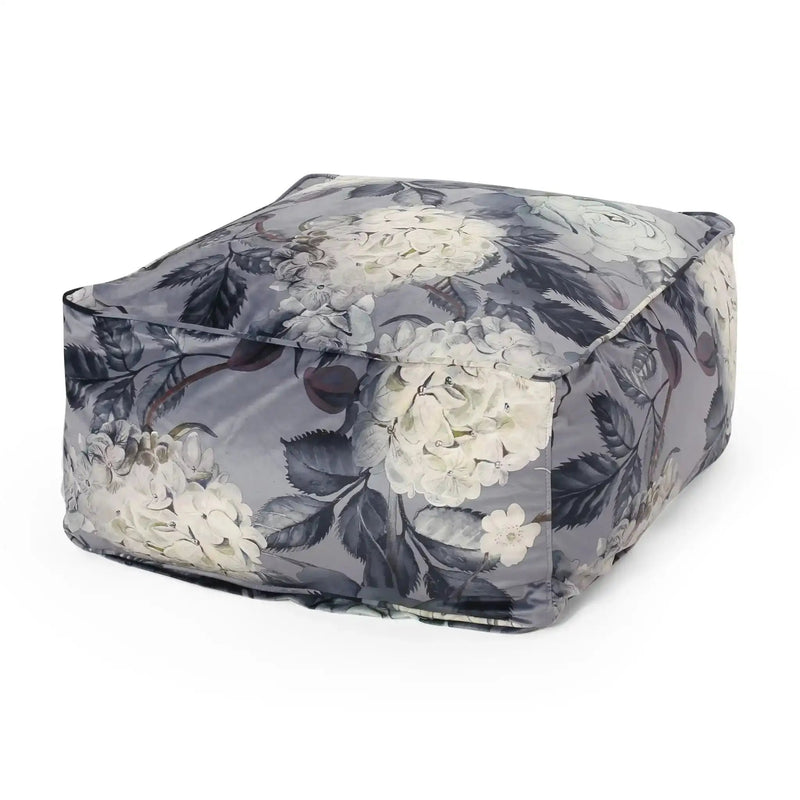 Hazel Large Square Pouf With Flower Print by HouseOfZazla