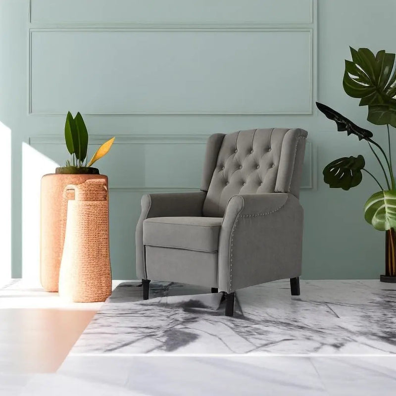 Brand New Recliner Sofa Cozy Soft Living Room Sofa Chair - Light Gray by Unique Piece Furniture