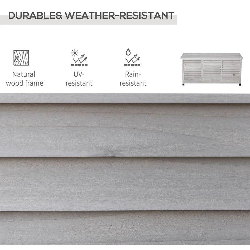 Outsunny - 75 Gallon Wooden Deck Box, Outdoor Storage Container With Aerating Gap & Weather-Fighting Finish - Gray by HouseOfZazla
