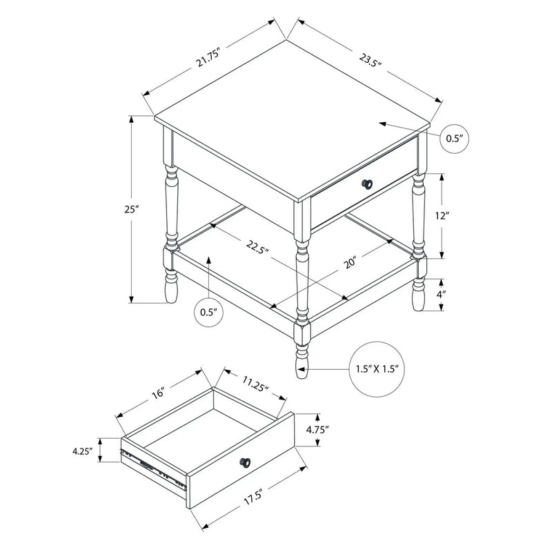 Accent - Table, 2 Tier, Square, Traditional - Walnut by Unique Piece Furniture