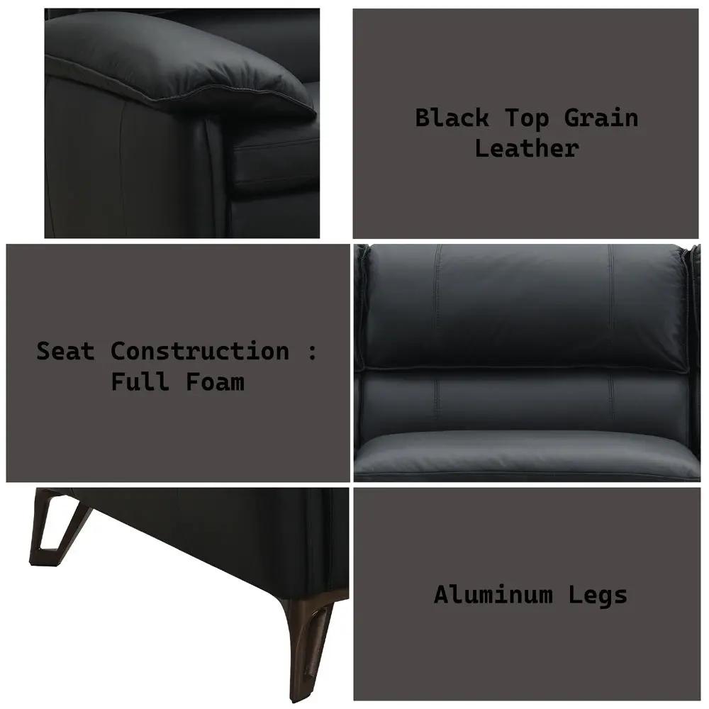 Eilene - Loveseat - Black Top Grain Leather by Unique Piece Furniture