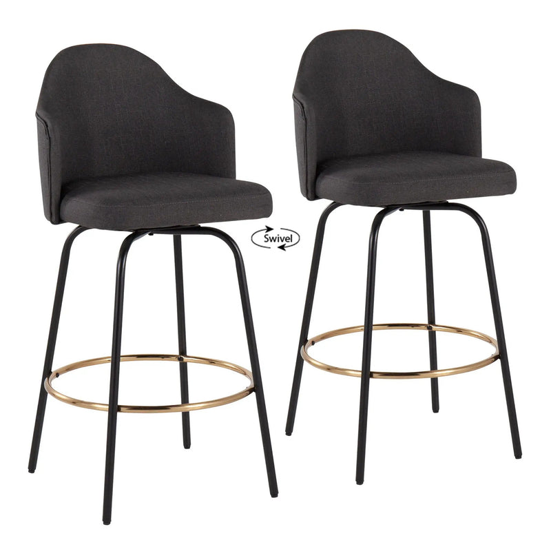 Ahoy - Contemporary Fixed Height Counter Stool Round Footrest (Set of 2) by HouseOfZazla