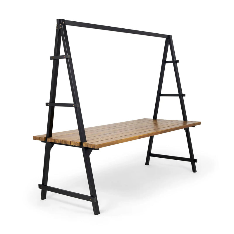 Huckleberry - Acacia Wood Outdoor Dining Table with Plant Hanger - Teak by HouseOfZazla