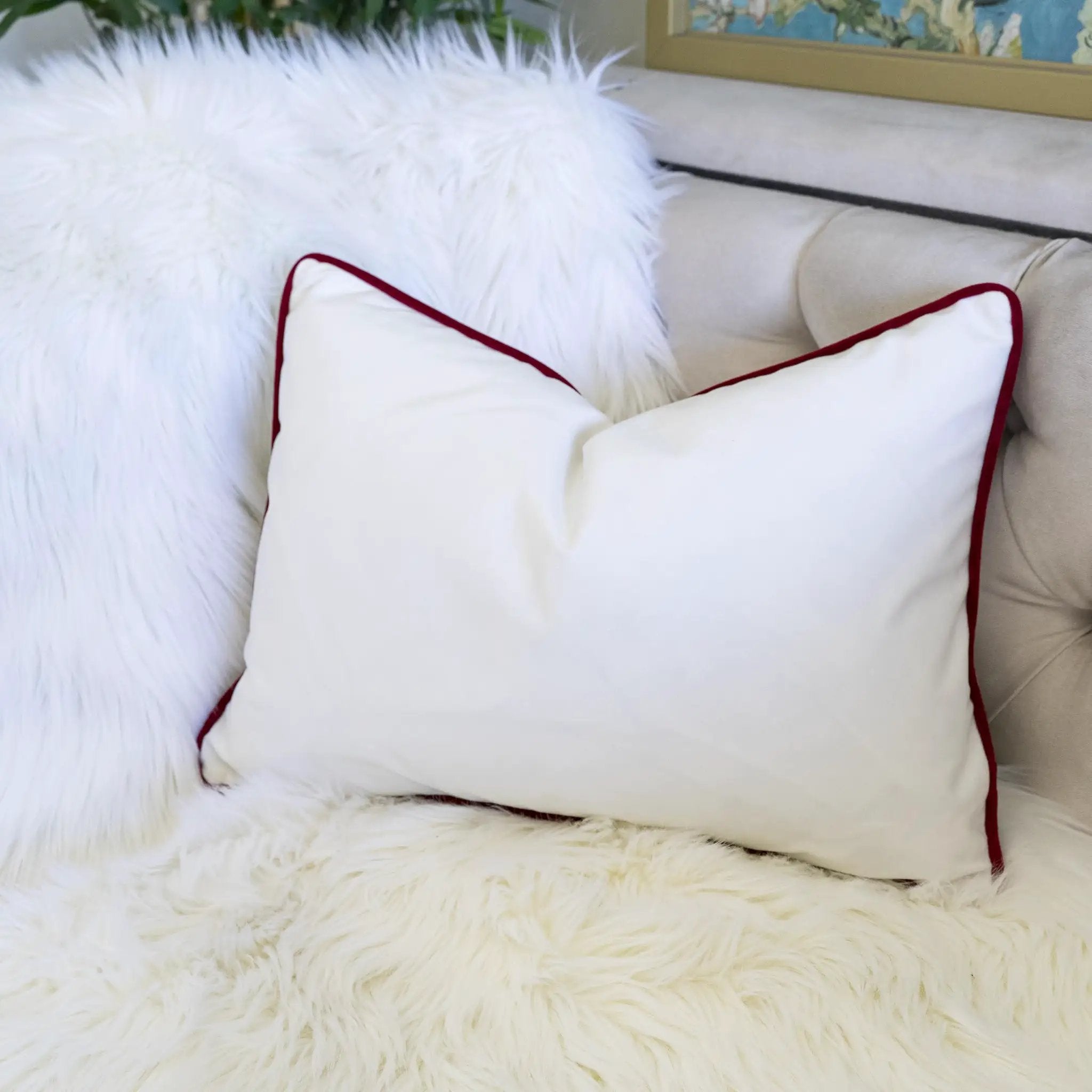 Joy Embroidered Christmas Throw Pillow by HouseOfZazla