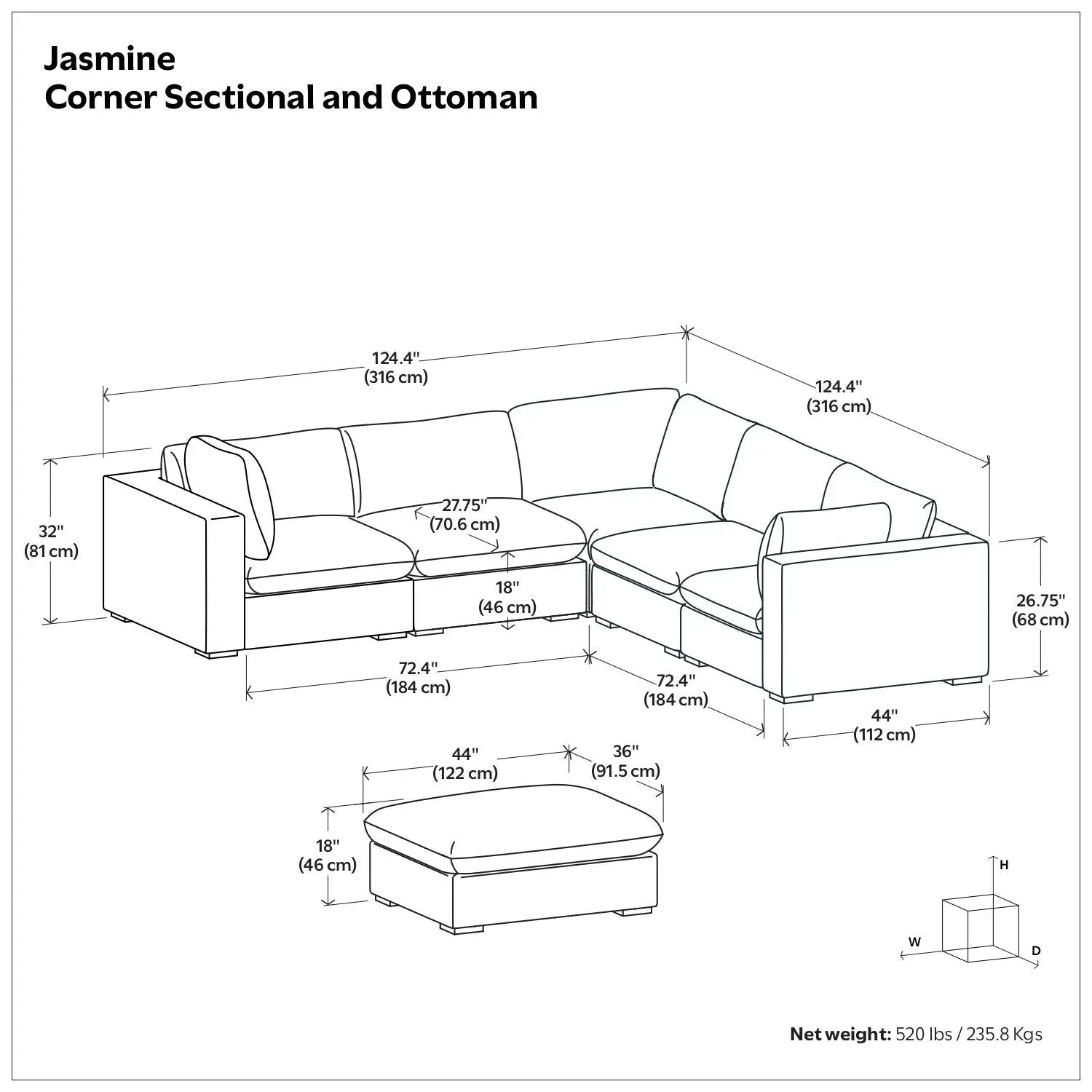 Jasmine - Handcrafted Sofa And Ottoman by HouseOfZazla