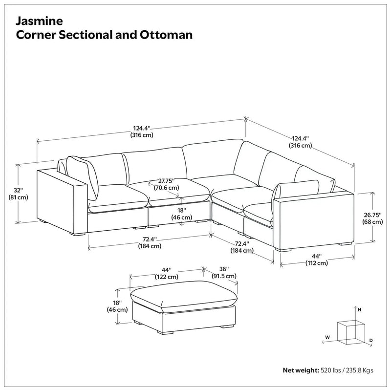 Jasmine - Handcrafted Sofa And Ottoman by HouseOfZazla