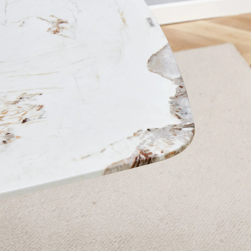 Luxurious Marble Patterned Dining Table With Metal Fork Legs by Unique Piece Furniture
