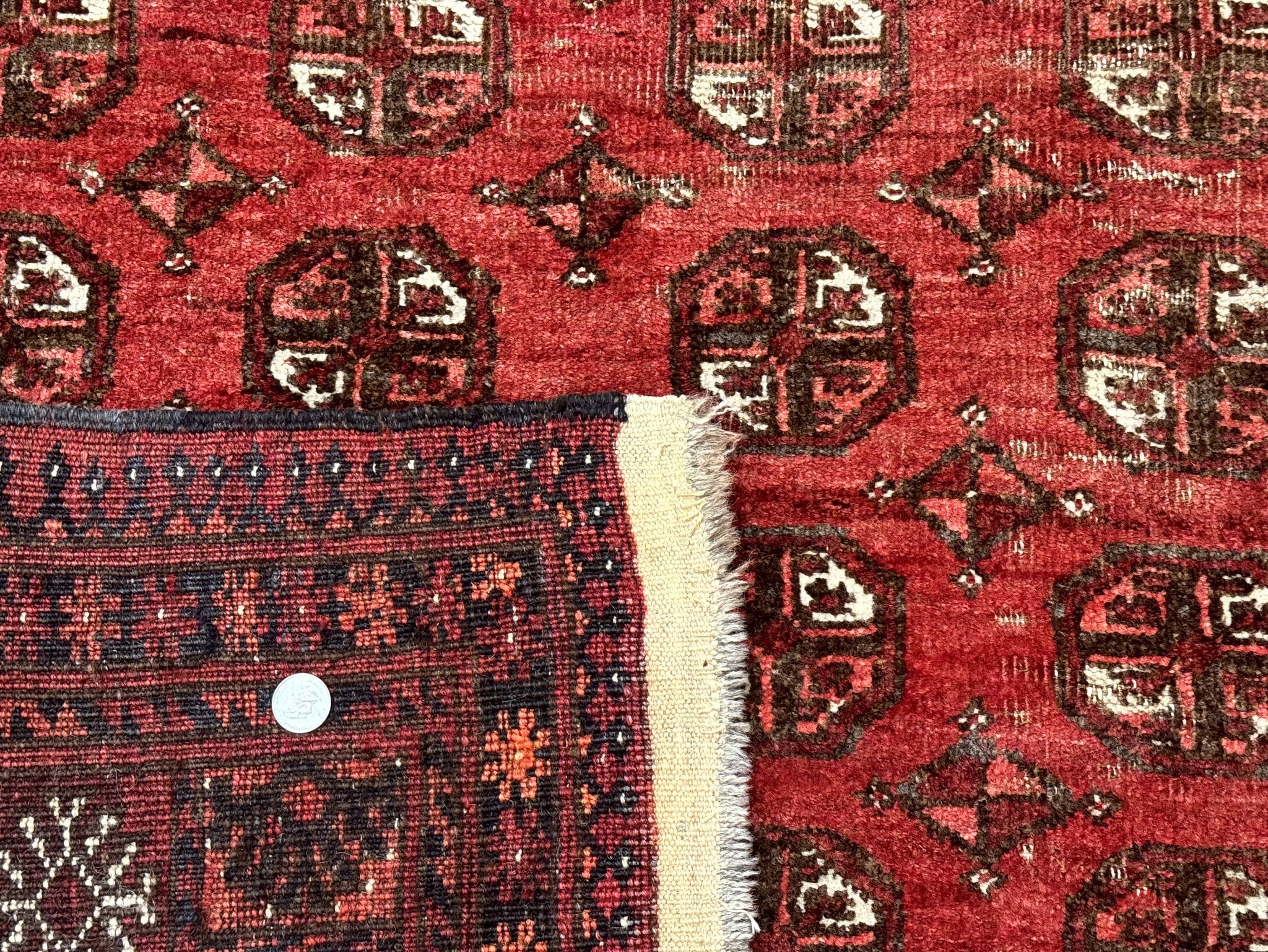 Antique Persian Turkoman Rug 5x6, Red by Jewel Rugs