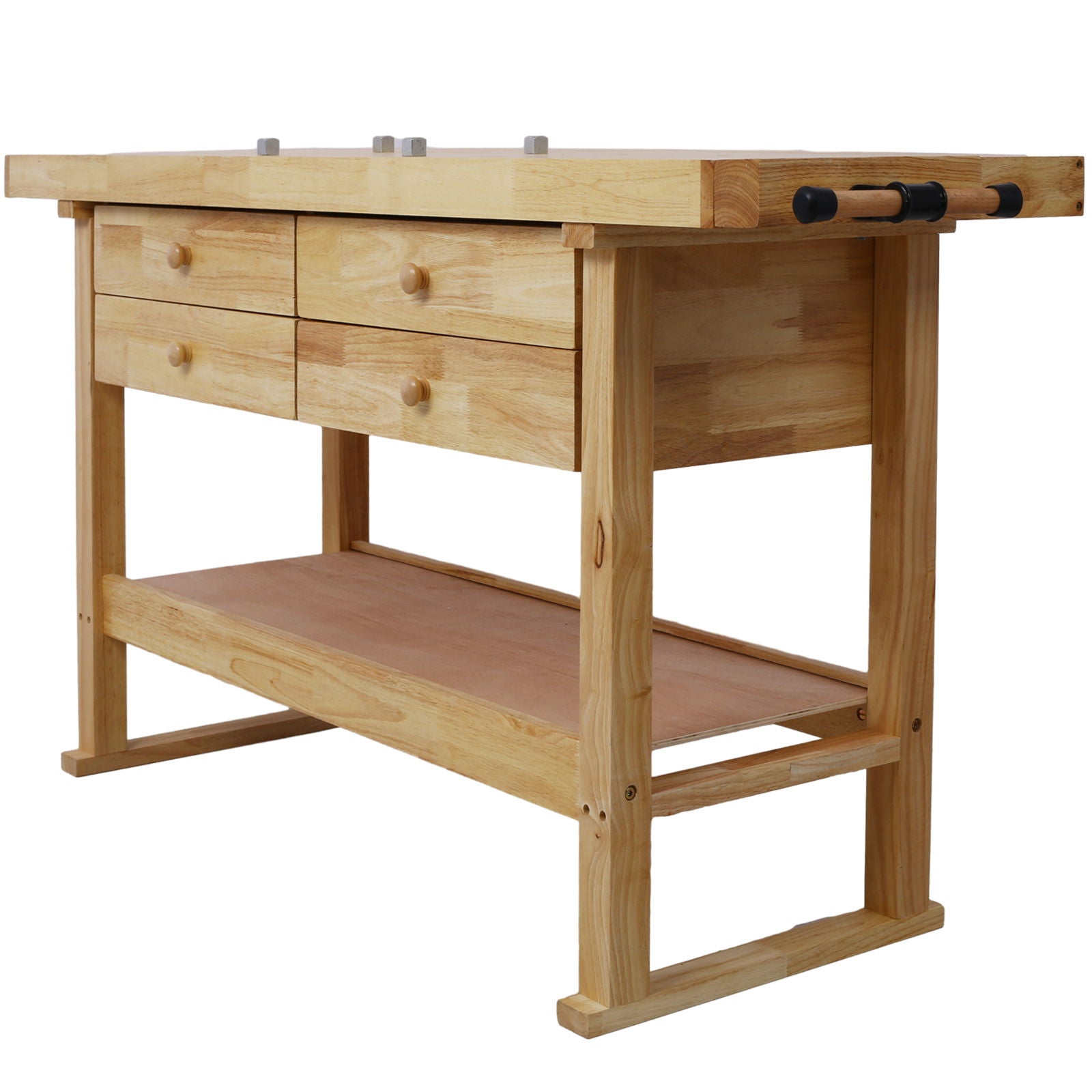 Workbench With 4 Drawers Wooden Workbench For Garage Workshop And Home - Natural by HouseOfZazla