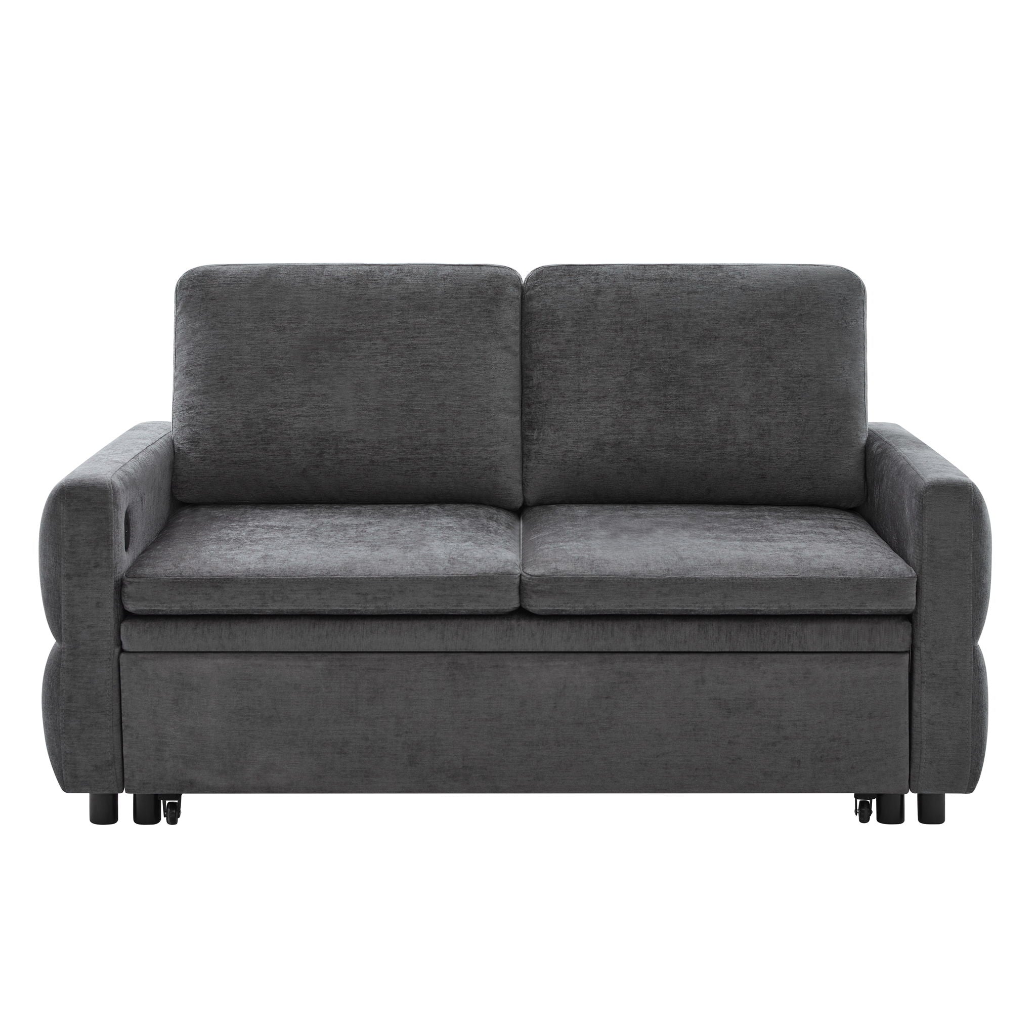 Convertible Sofa Bed Loveseat With Adjustable Backrest And USB Ports by HouseOfZazla