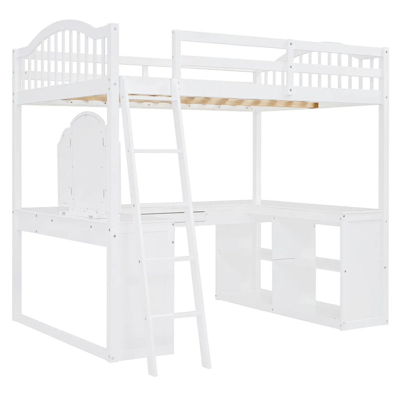 Loft Bed With Drawers, Cabinet, Shelves With Desk by Unique Piece Furniture