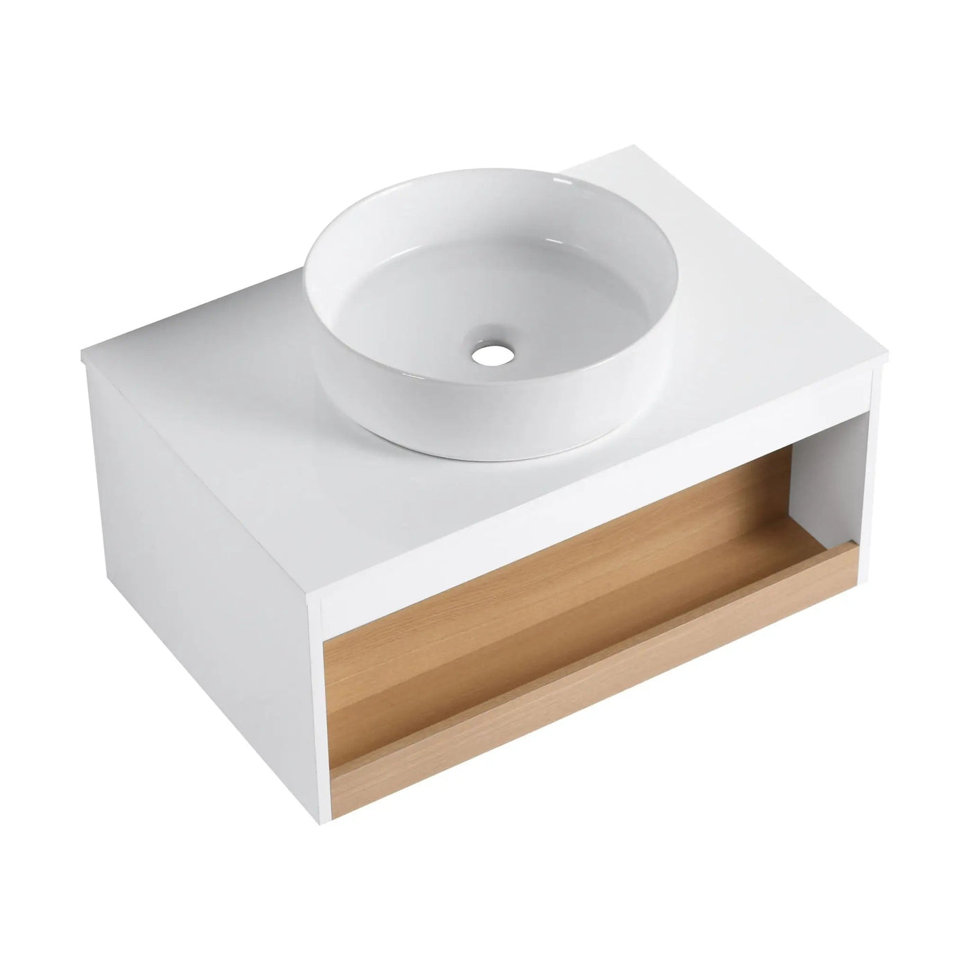 Floating Bathroom Vanity With Glossy Round Vessel Sink by HouseOfZazla