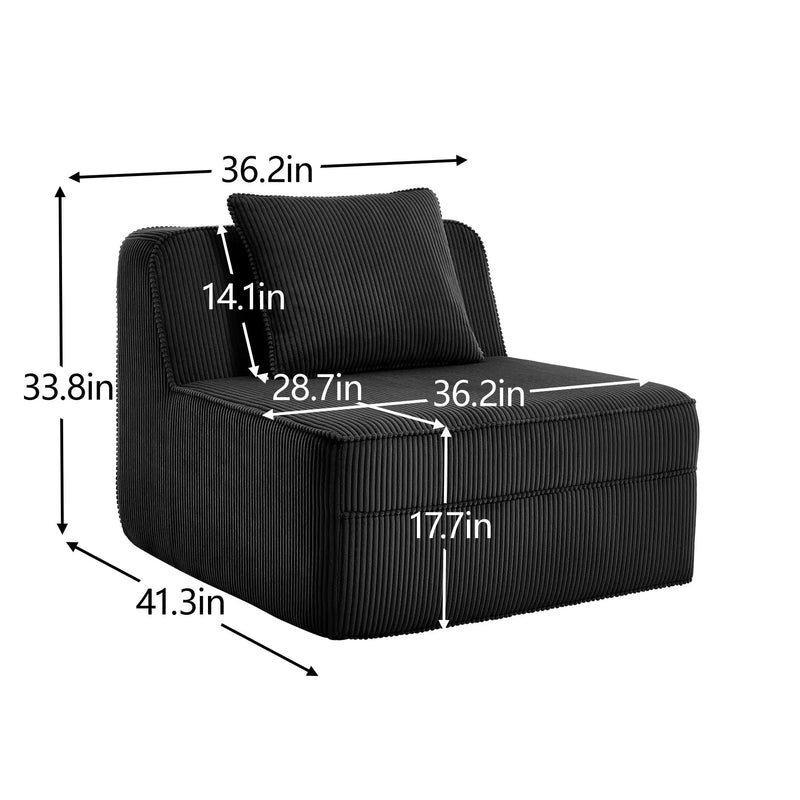 Armless Sofa With Pillow Corduroy by HouseOfZazla