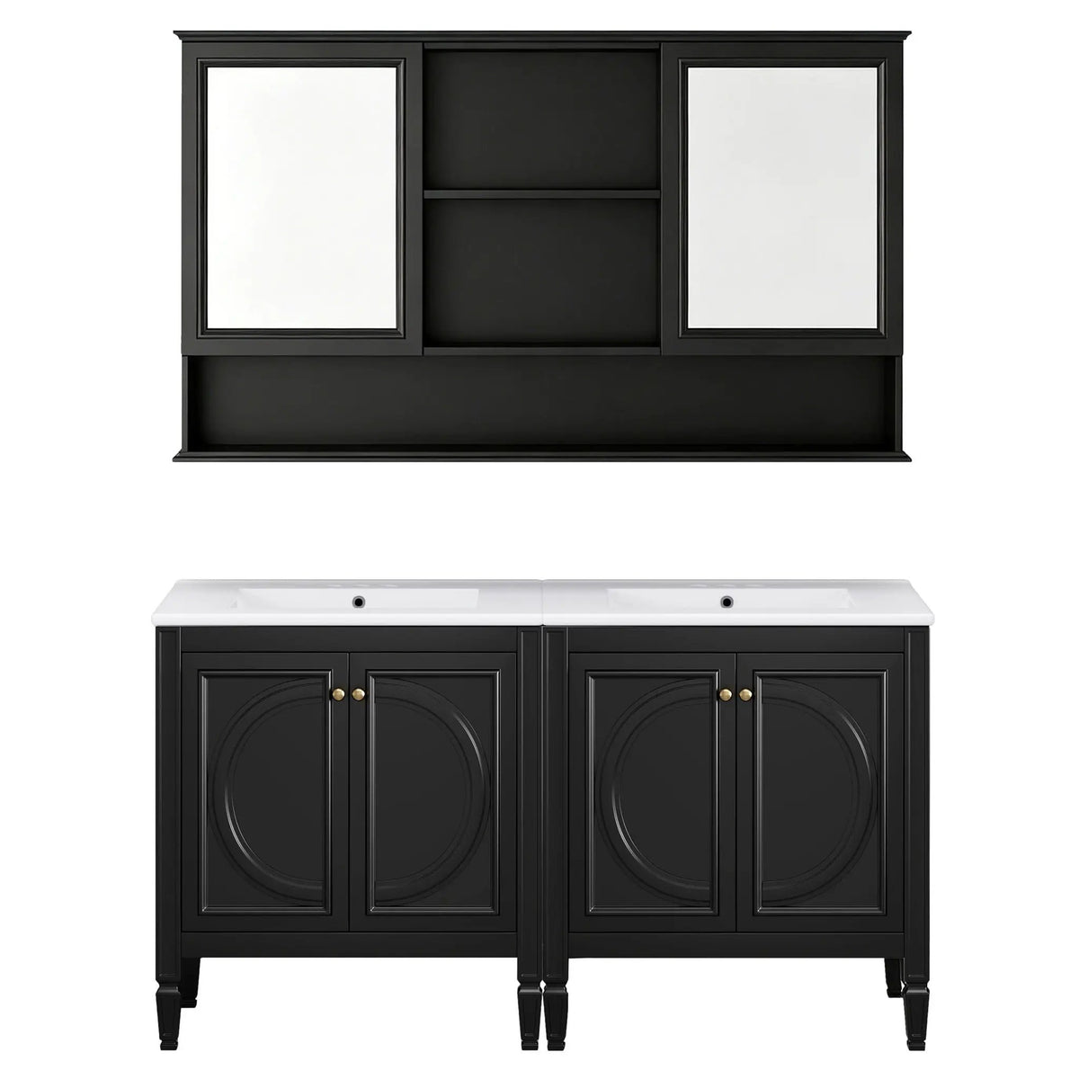Double Sink Bathroom Vanity Set with Wall Mount Mirror Cabinet by HouseOfZazla