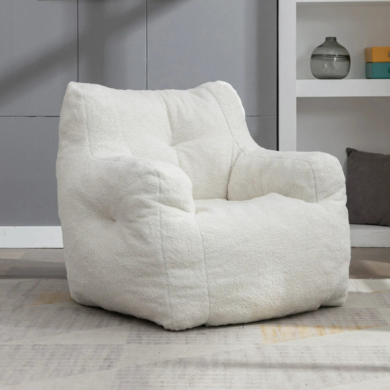 Soft Teddy Fabric Tufted Foam Bean Bag Chair With Teddy Fabric by Unique Piece Furniture