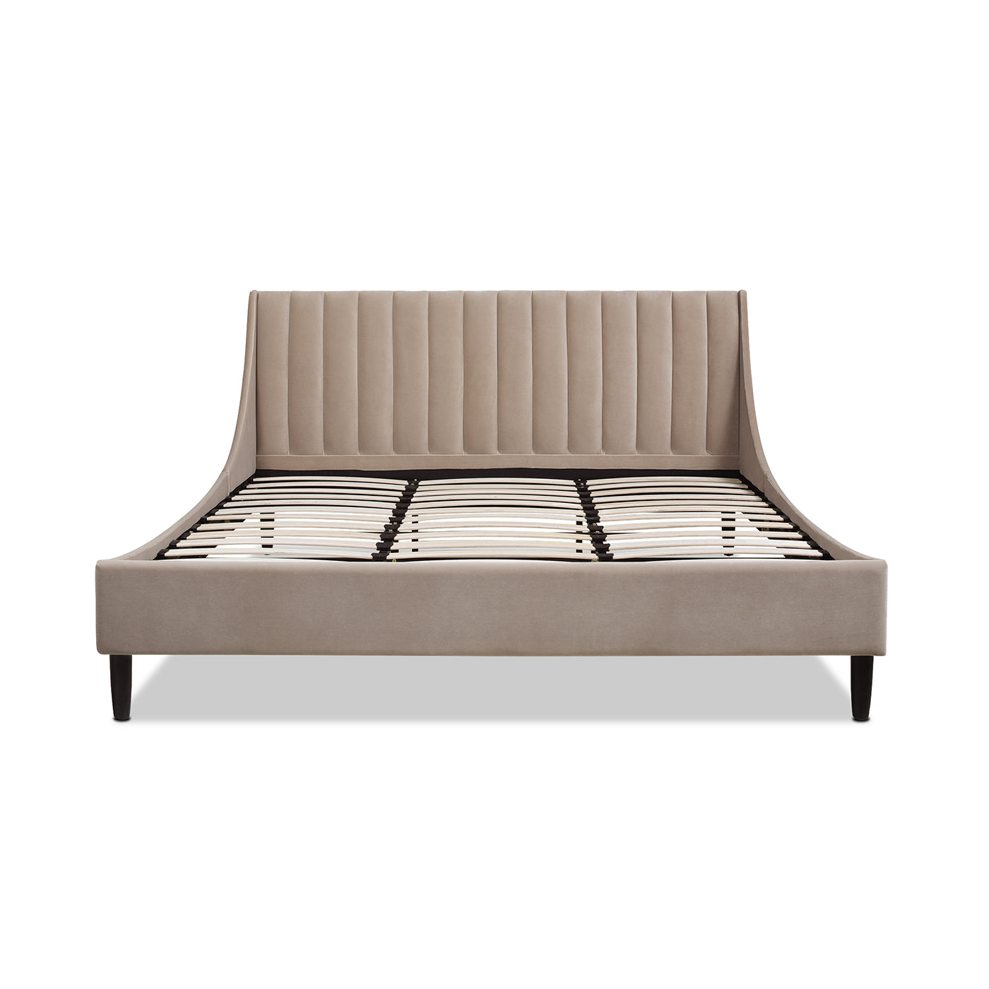 Aspen Vertical Tufted Headboard Platform Bed Set, King, Mink Beige Performance Velvet by HouseOfZazla