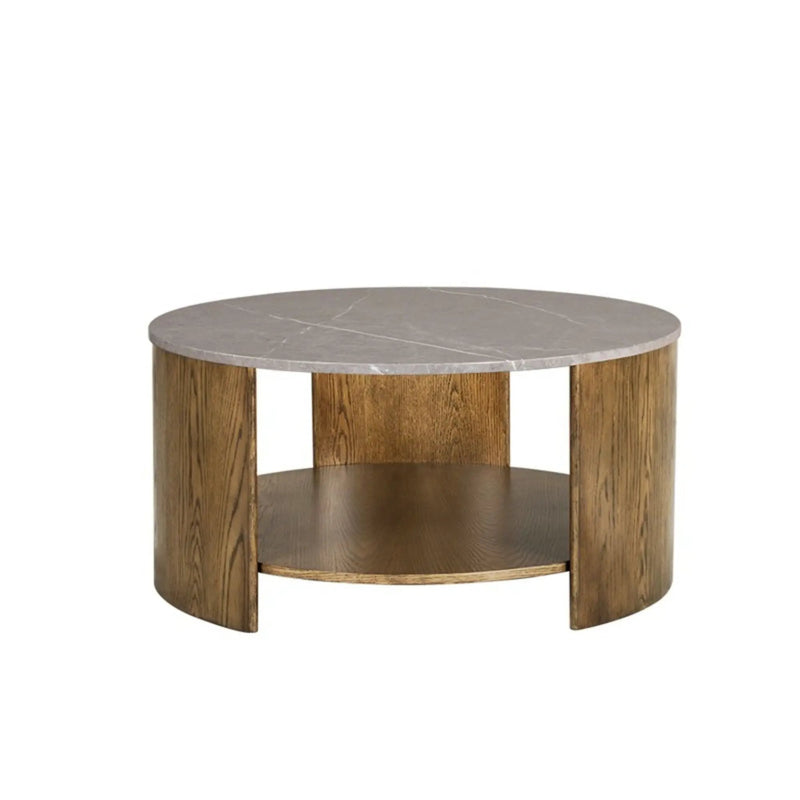 Keegan - Round Coffee Table With Shelf - Oak by Unique Piece Furniture