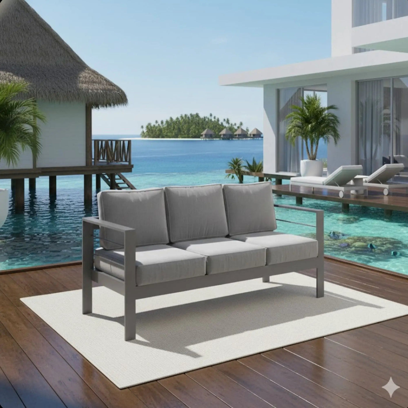 All-Weather Patio Sofa With Cushions, 3 Seat Outdoor Couch by HouseOfZazla