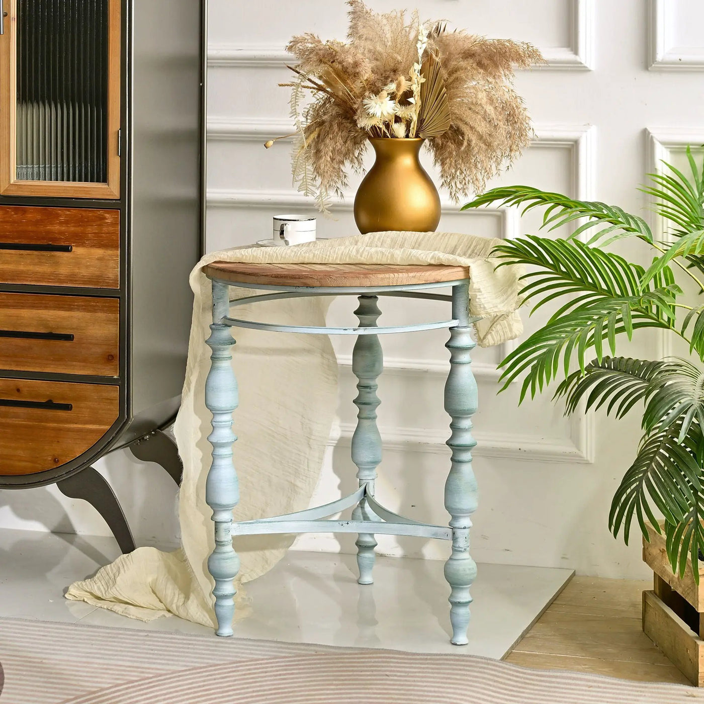 Round Top Carved Table For Living Room by Unique Piece Furniture