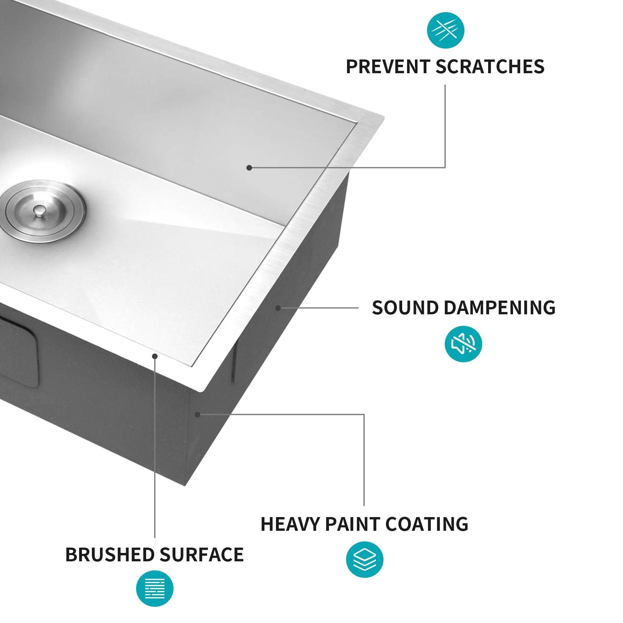 Modern Undermount Stainless Steel Kitchen Sink 16 Gauge, Deep Single Bowl by HouseOfZazla