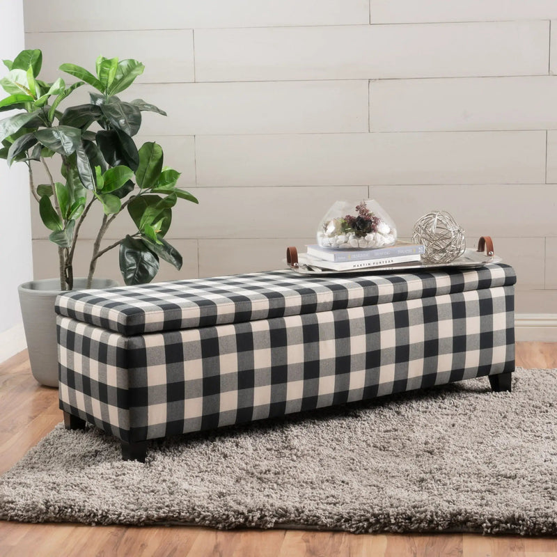 Contemporary Storage Ottoman With Seating And Storage - Black by HouseOfZazla
